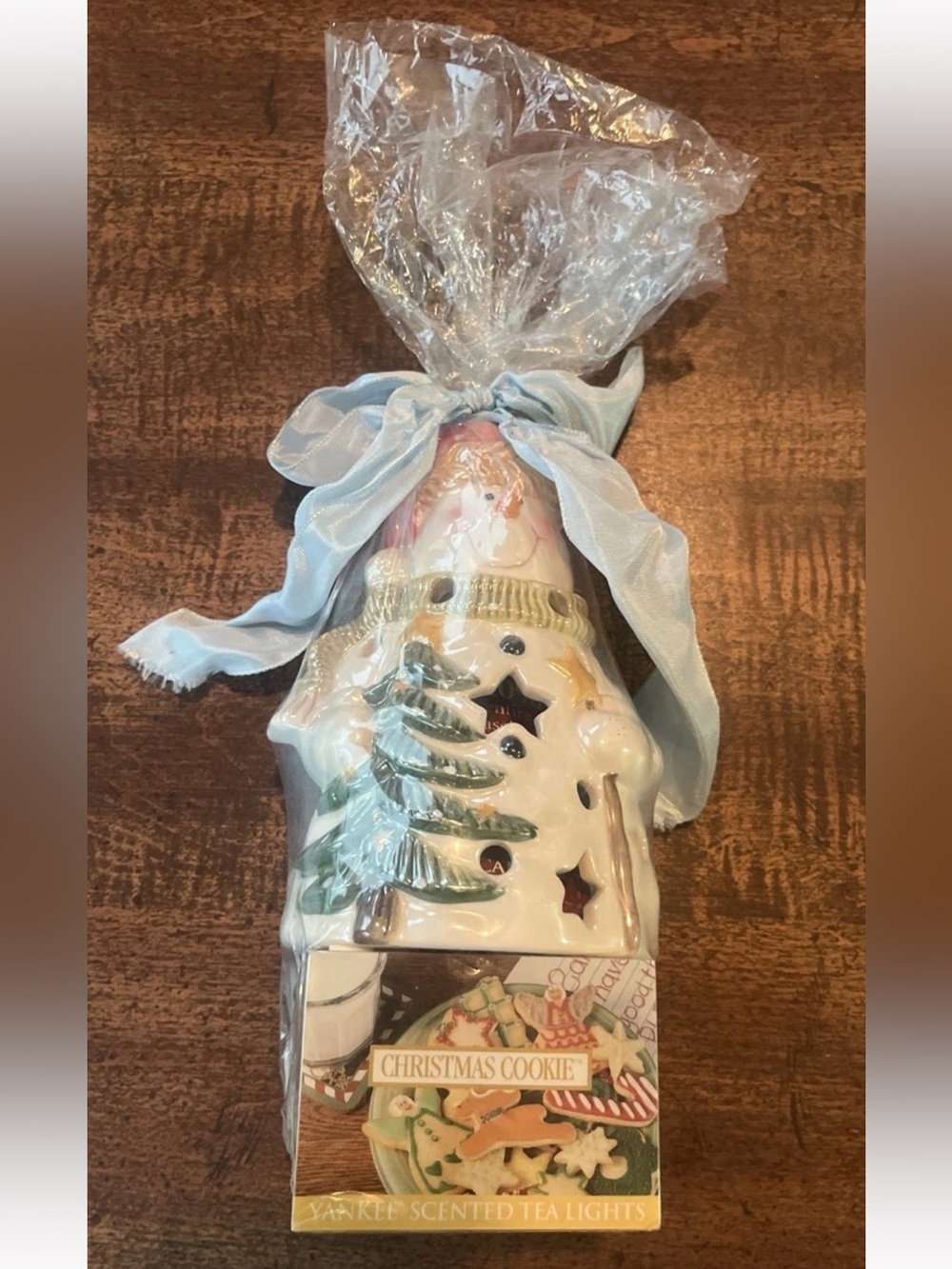 Yankee Candle Snowman Tea Light Holder & Christmas Cookie Scent 12 Tealights NEW